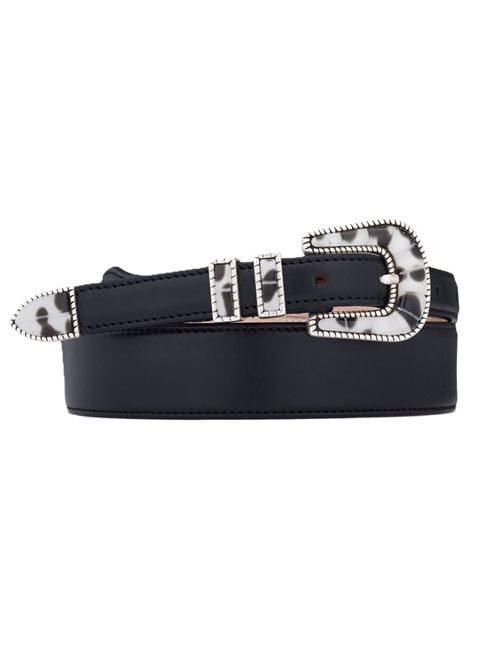 CRAZY COLOR - Black Shade Cintura Silver Ostrich Silver ostrich | STDCCSBLKBLACK CALFSKIN